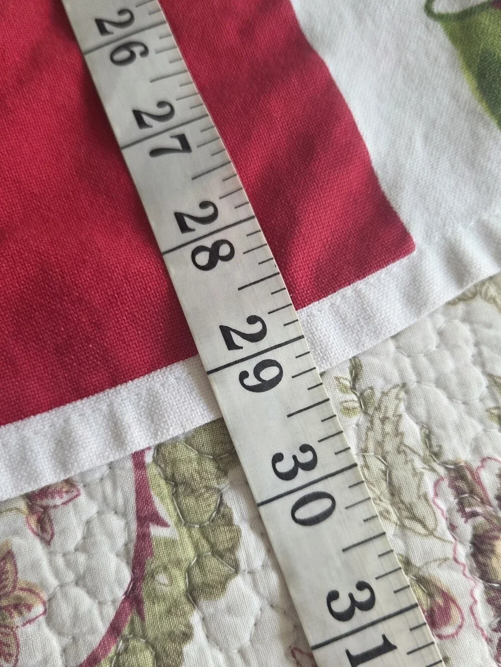 Crate And Barrel Green & Red Numbered Quilt-Style Tea Towel